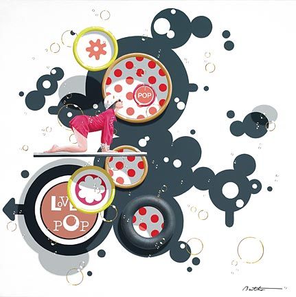 Philippe Bertho Artist Hand Signed and Numbered Limited Edition Hand-Pulled Serigraph On Canvas: "Love Pop 2"