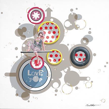 Philippe Bertho Artist Hand Signed and Numbered Limited Edition Hand-Pulled Serigraph On Canvas: "Love Pop 3"