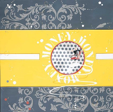 Philippe Bertho Limited Edition Hand Pulled Serigraph on Canvas:"Money Gold"