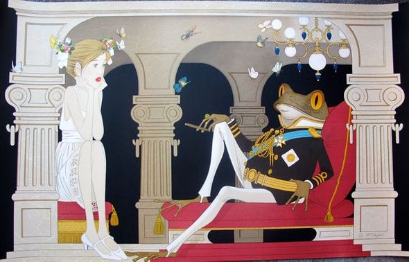 Philippe Noyer Hand Signed Large Lithograph FROG PRINCE:"Noyer The Dictator Frog Prince"