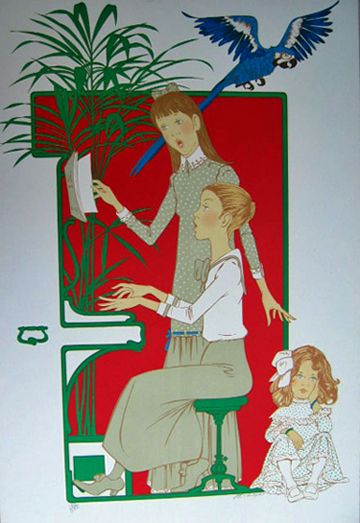 Philippe Noyer Hand Signed Limited Edition Lithograph:"Les Petites Filles aux Piano"