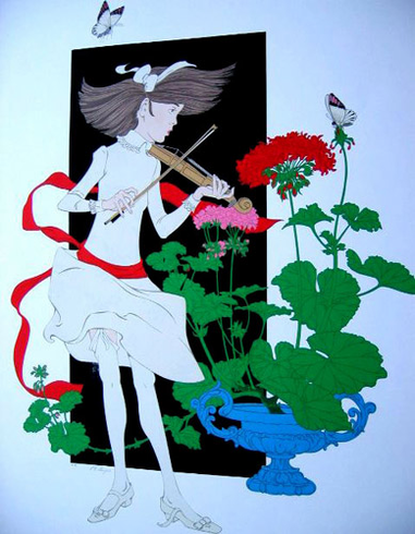 Philippe Noyer Hand Signed Limited Edition Lithograph:"Symphony Te A Garanium"