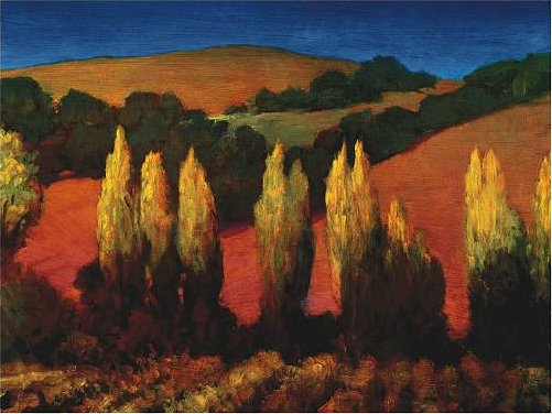 Phillip Craig Handsigned and Numbered Limited Edition Giclee on Paper: "Poplar Trees Sonoma"