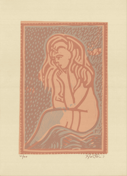 Rare Vintage Artist Signed Lithograph: "Boudoir Thoughts"