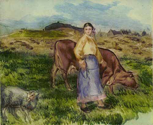 Pierre Auguste Renoir Estate Etching:"La Femme, La Vache Et Le Mouton"