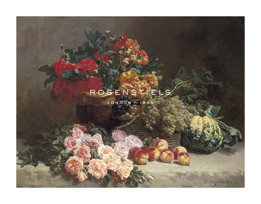 Pierre Bourgogne Hand Numbered Limited Edition Print on Paper :"Still Life with Fruits and Flowers"