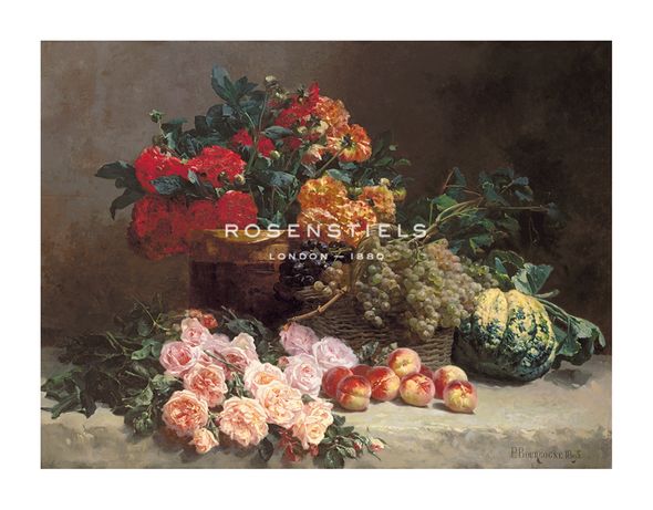 Pierre Bourgogne Hand Numbered Limited Edition Print on Paper :"Still Life with Fruits and Flowers"