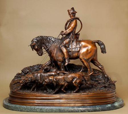 Pierre-Jules Mene Handcrafted Solid Bronze Sculpture:"Fox Hunt" Pierre-Jules Mene Handcrafted Solid Bronze Sculpture:"Fox Hunt"