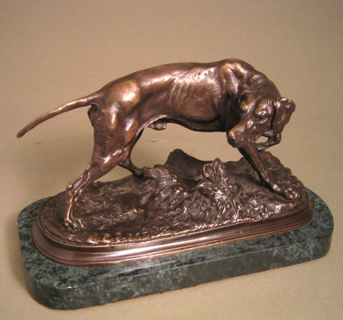 Pierre-Jules Mene Handcrafted Solid Bronze Sculpture:"Hound Dog"