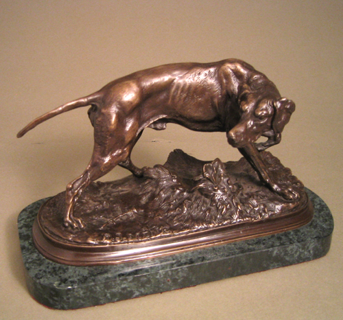 Pierre-Jules Mene Handcrafted Solid Bronze Sculpture:"Hound Dog"