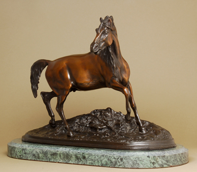 Pierre-Jules Mene Handcrafted Solid Bronze Sculpture:"One Horse Accolade"