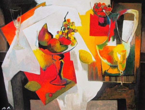 Pierre Pivet Hand Signed Limited Edition Giclee:"Coupe De Fruits"