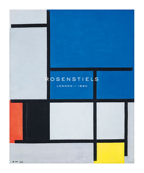 Piet Mondrian Hand Numbered Limited Edition Print on Paper :"Composition with Large Blue Plane, Red, Black, Yellow and Gray"