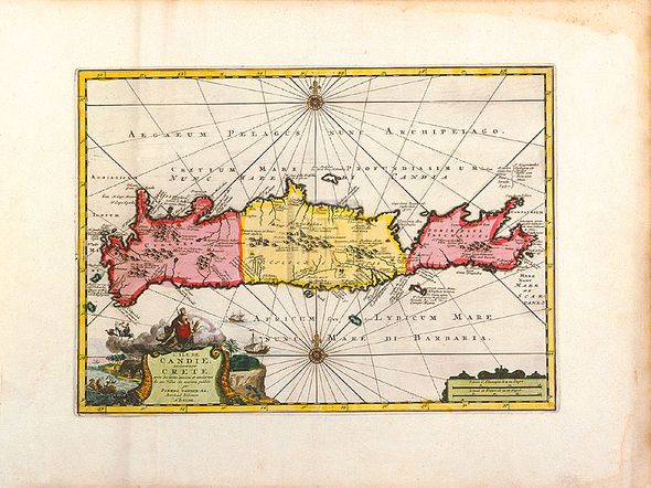 Pieter Van Der Aa Hand Numbered Limited Edition Print on Paper :"L'Ile de Candie, Anciennement Crete, c1733"