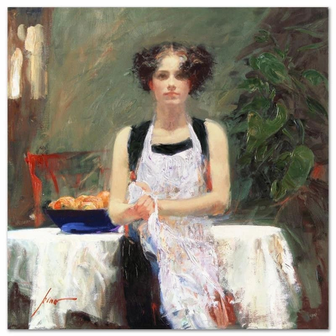 Pino 28x28 Limited Edition Embellished Canvas Giclee: "ESTER" Pino 28x28 Limited Edition Embellished Canvas Giclee: "ESTER"