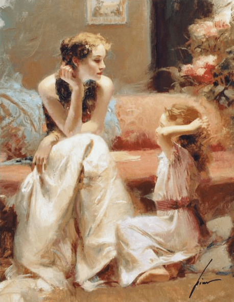 Pino Daeni Artist Signed Limited Edition Giclée on Canvas: "Thinking of You"