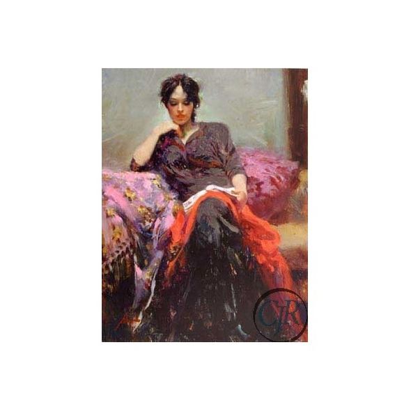 Pino Daeni Limited Edition Giclee on Canvas:"Her Favorite Book"