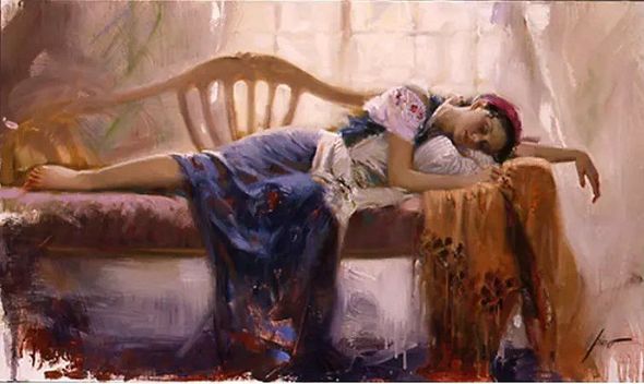 Pino Handsigned and Numbered Limited Edition Giclee on Canvas:"At Rest"