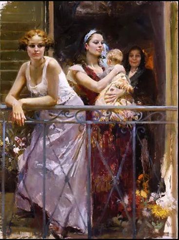 Pino Handsigned and Numbered Limited Edition Giclee on Canvas:"Waiting on the Balcony" Pino Handsigned and Numbered Limited Edition Giclee on Canvas:"Waiting on the Balcony"