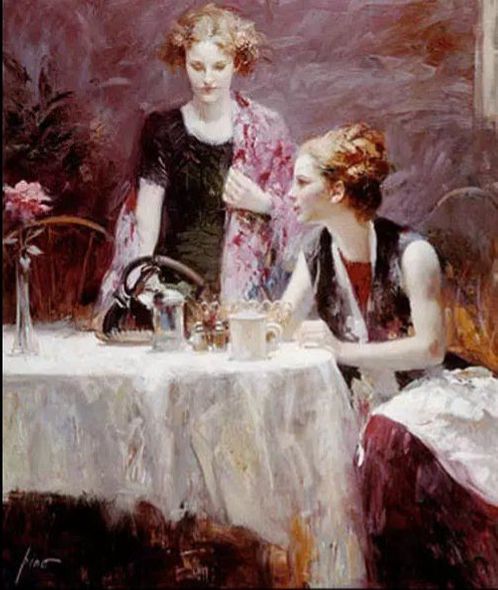 Pino Handsigned & Numbered Giclee on Canvas:"After Dinner "