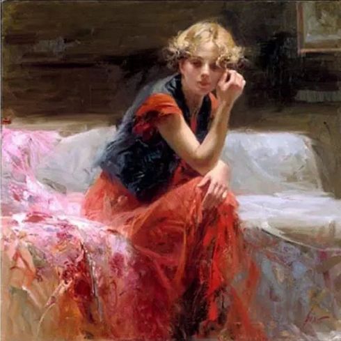 Pino Handsigned & Numbered Giclee on Canvas:"Silent Contemplation" 