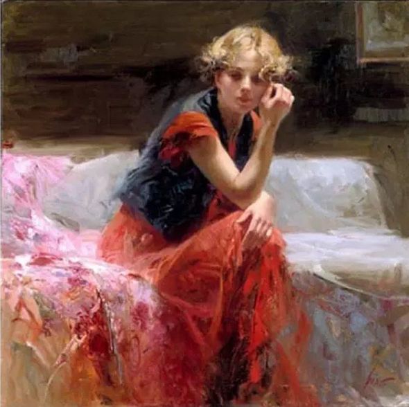 Pino Handsigned & Numbered Giclee on Canvas:"Silent Contemplation" 