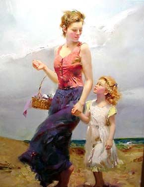 Pino Hand Embellished Limited Edition Canvas Giclee:"Affection"