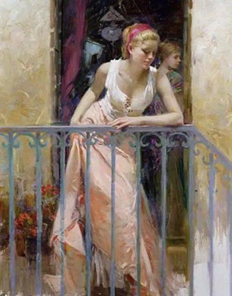 Pino Handsigned & Numbered Limited Edition Canvas Giclee:"At the Balcony "