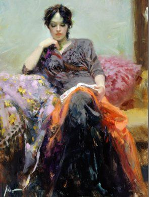 Pino Handsigned & Numbered Limited Edition Canvas Giclee:"Her Favorite Book"