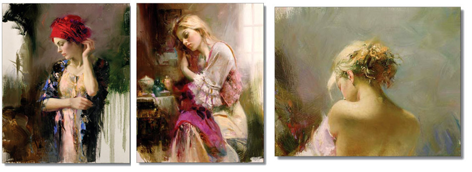 Pino Handsigned & Numbered Limited Edition Canvas Giclee (Suite of 3): "Love, Desire, Harmony, "