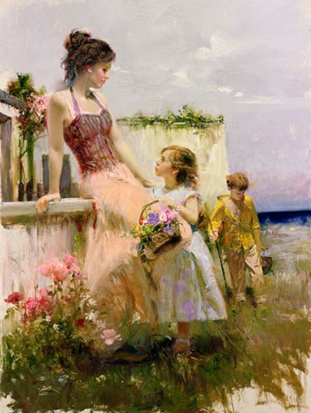 Pino Limited Edition Canvas Giclee:"Basket Of Love"