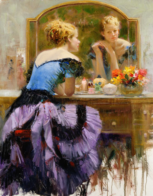 Pino Limited Edition Canvas Giclee:"By The Mirror"