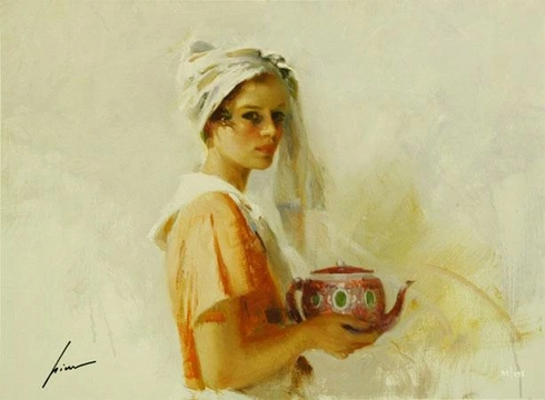 Pino Signed 18x24 Limited Edition Embellished Canvas Giclee: "The Gift" Pino Signed 18x24 Limited Edition Embellished Canvas Giclee: "The Gift"