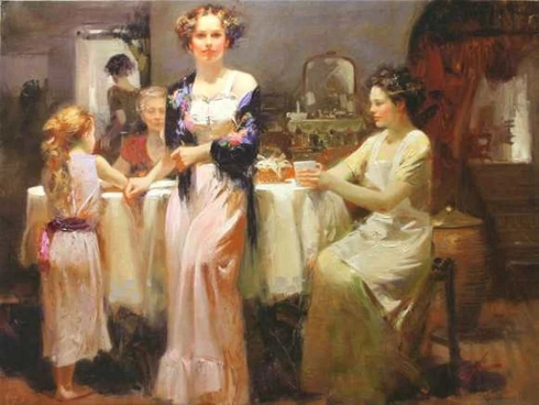 Pino Signed 36x48 Limited Edition Canvas Giclee: "The Gathering" Pino Signed 36x48 Limited Edition Canvas Giclee: "The Gathering"