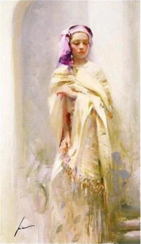 Pino Signed 40x24 Limited Edition Embellished Canvas: "Silk Shawl" Pino Signed 40x24 Limited Edition Embellished Canvas: "Silk Shawl"