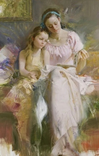 Pino Signed 40x30 Limited Edition Embellished Canvas Giclee: "Bedtime Stories"