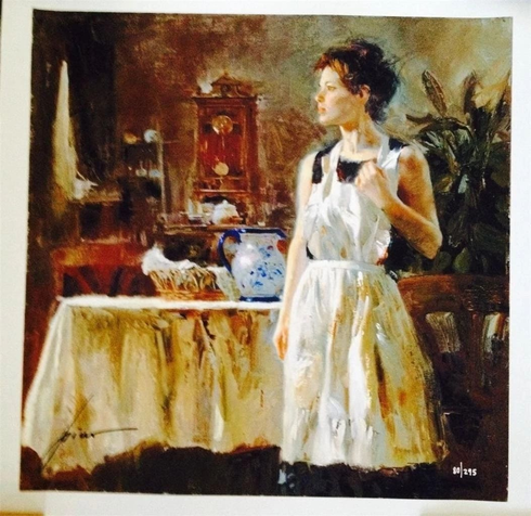 Pino Signed Embellished Canvas Giclee: "Sunday Chores" Pino Signed Embellished Canvas Giclee: "Sunday Chores"