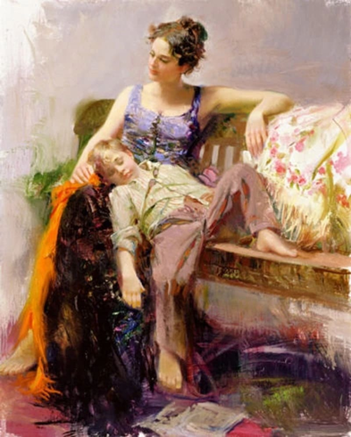Pino Signed Limited Edition 20x16 Embellished Canvas: "AFTERNOON NAP" Pino Signed Limited Edition 20x16 Embellished Canvas: "AFTERNOON NAP"