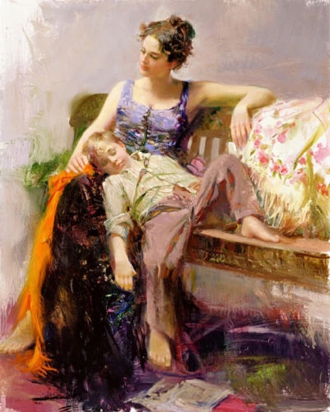 Pino Signed Limited Edition 20x16 Embellished Canvas: "AFTERNOON NAP"
