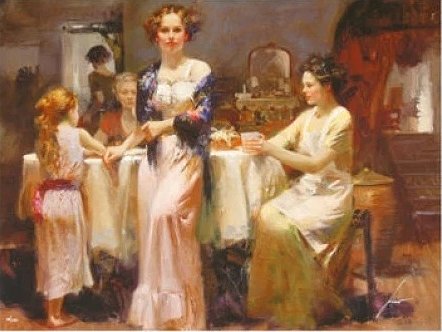 Pino Signed Limited Edition 36x48 Embellished Canvas Giclee : "The Gathering"