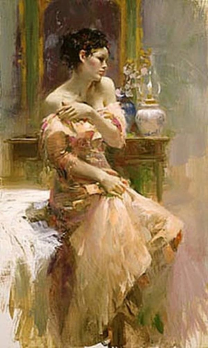 Pino Signed Limited Edition 40x24 Embellished Canvas Giclee: "Silk Taffeta" Pino Signed Limited Edition 40x24 Embellished Canvas Giclee: "Silk Taffeta"