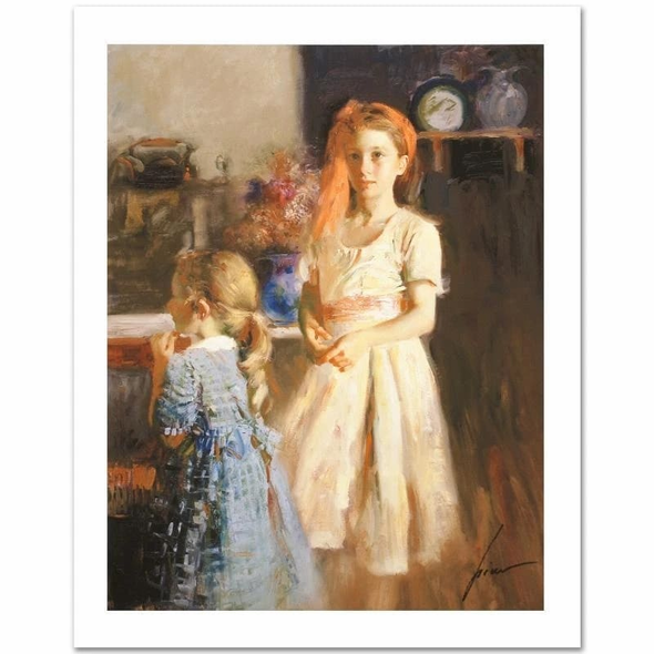 Pino Signed Limited Edition 40x32 Embellished Canvas Giclee: "BEST FRIENDS"