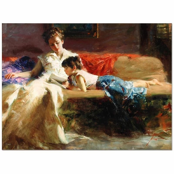 Pino Signed Limited Edition Canvas Giclee: "Late Night Reading"