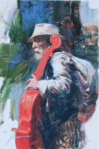 Pino Signed Limited Edition Canvas Giclee: "The Red Viola"