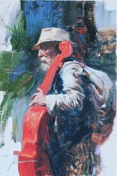 Pino Signed Limited Edition Canvas Giclee: "The Red Viola"