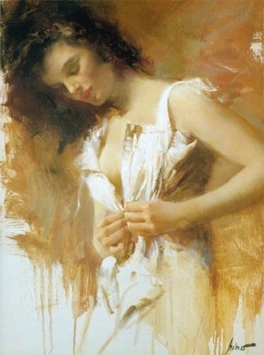 Pino Signed Limited Edition Canvas Giclee: "WHITE CAMISOLE"