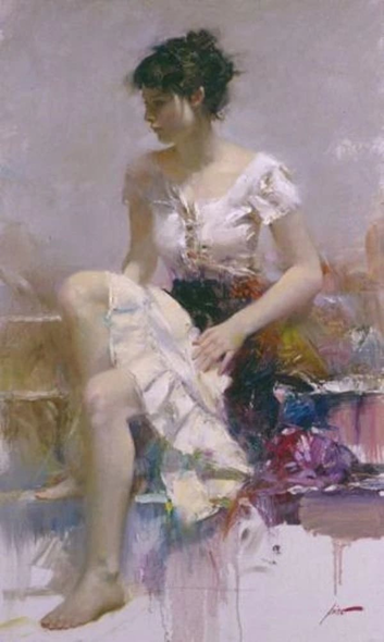 Pino Signed Limited Edition Canvas Giclee: "White Lace"