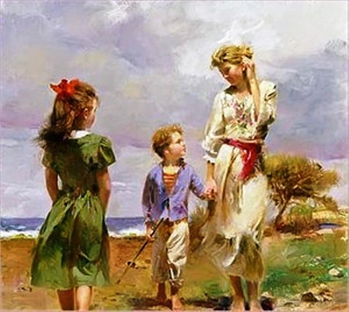 Pino  Signed Limited Edition Embellished 22x28 Canvas Giclee: "Seaside Retreat"