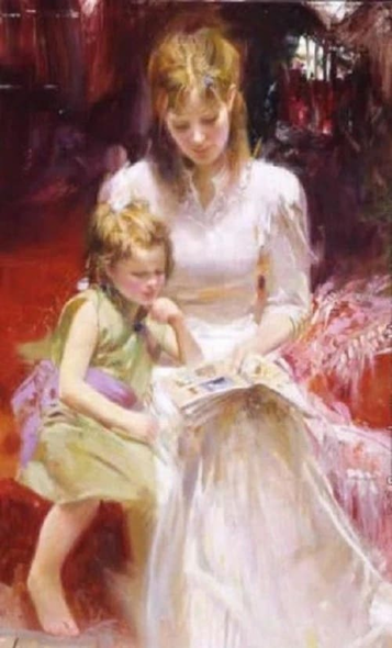 Pino Signed Limited Edition Embellished 24x18 Canvas Giclee: "STORYTIME"