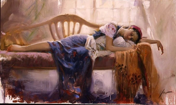 Pino Signed Limited Edition Embellished 24x20 Canvas Giclee: "AT REST"